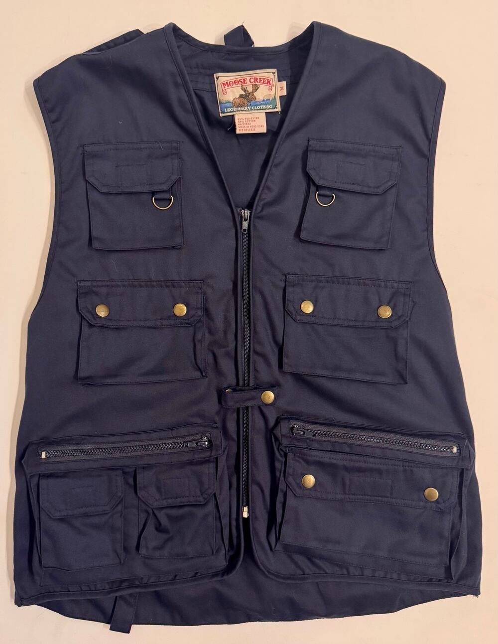 Vintage Moose Creek Men's Fishing Vest Navy Size M 10 Pocket